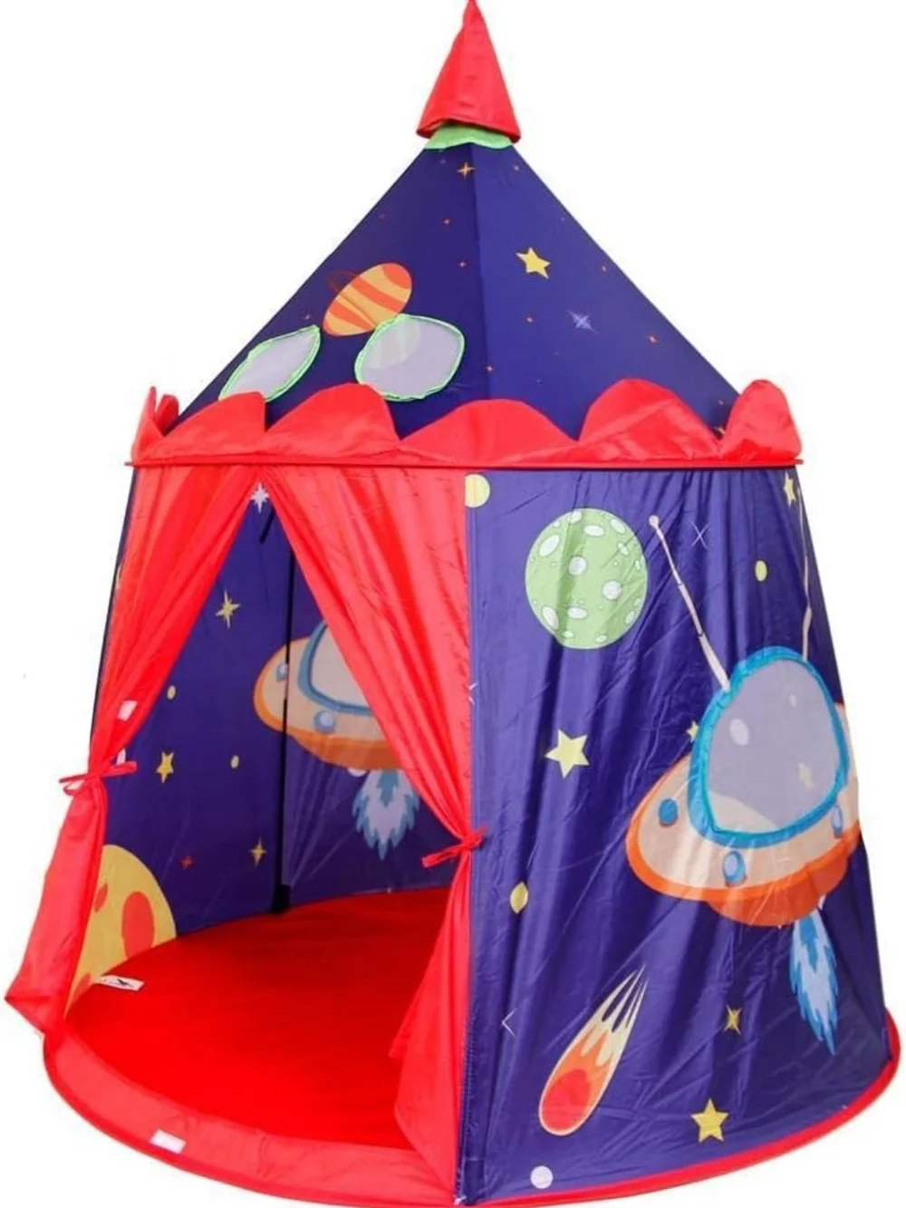 Kids Play Tent - Red and Navy Planet Design, Space Theme.